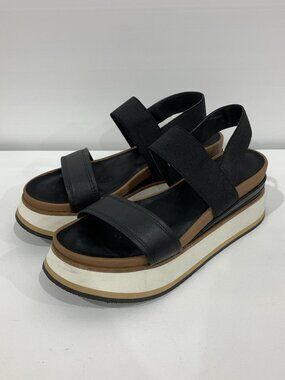 Crown Vintage Black and Cream Platform Sandal Size 8.5